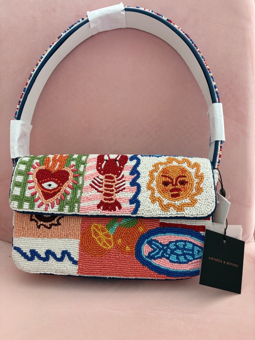 America & Beyond beaded sun & sand shoulder bag